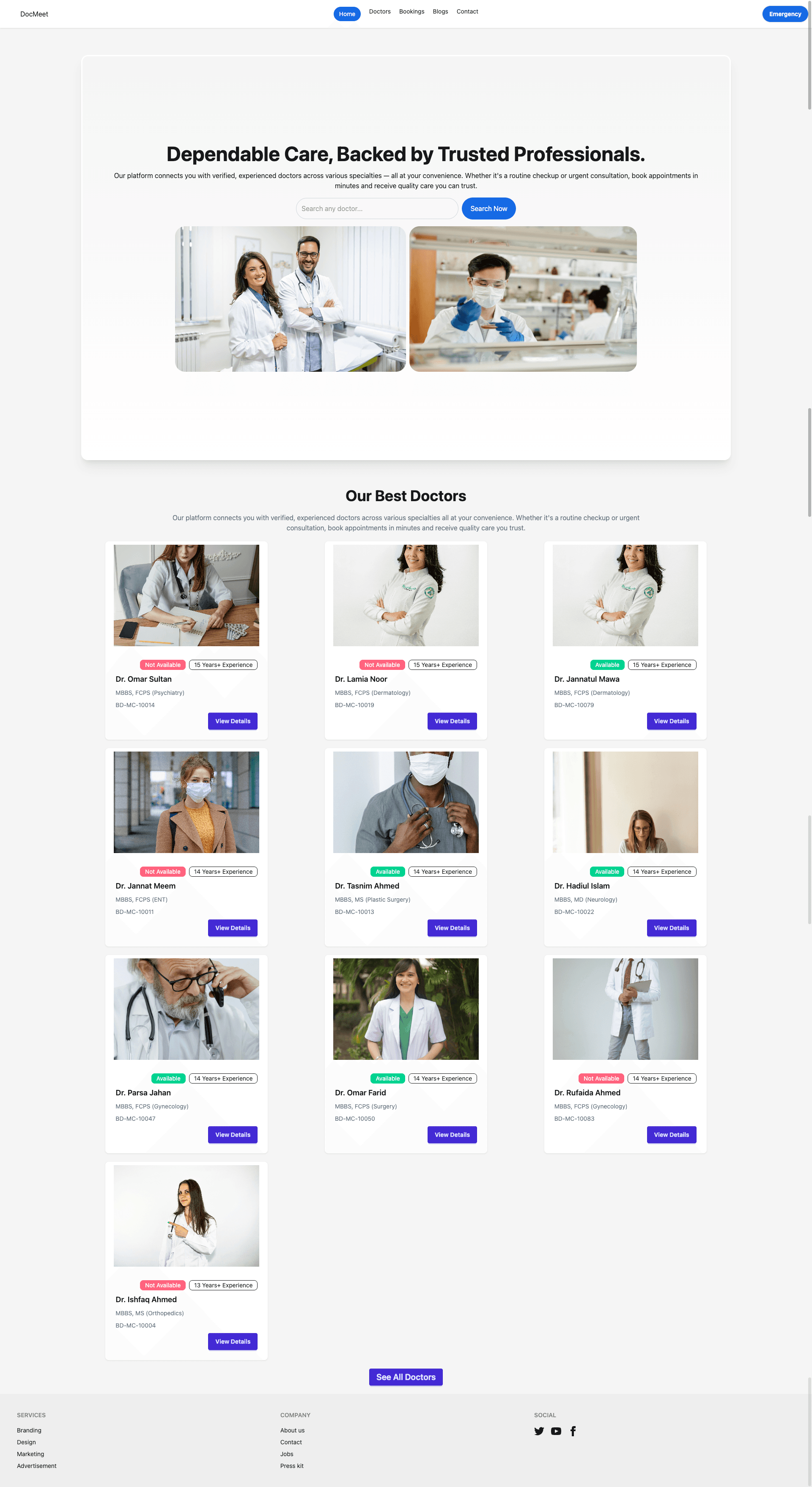 DocMeet (Doctor Appointment Booking Platform)